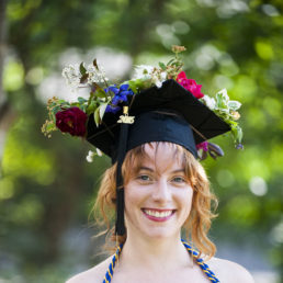 Mortarboard with flowers