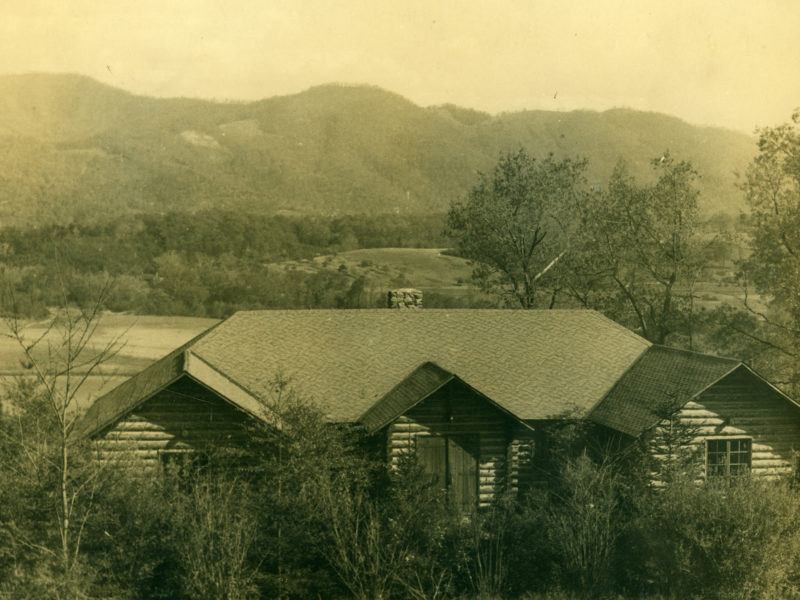 Archival image of the Log Cabin