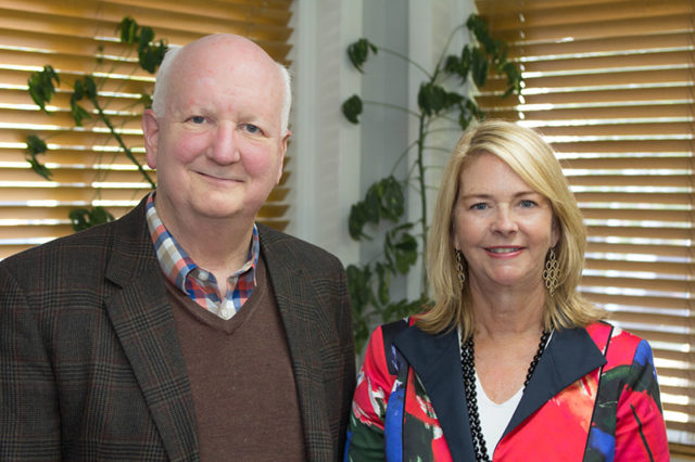 Warren Wilson Collegeâs eighth president, Lynn M. Morton, with Chairman of the Board of Trustees Bill Christy.