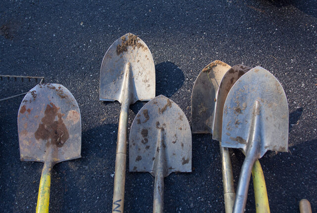 a group of shovels