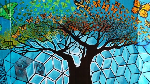 Detail of tree on mural