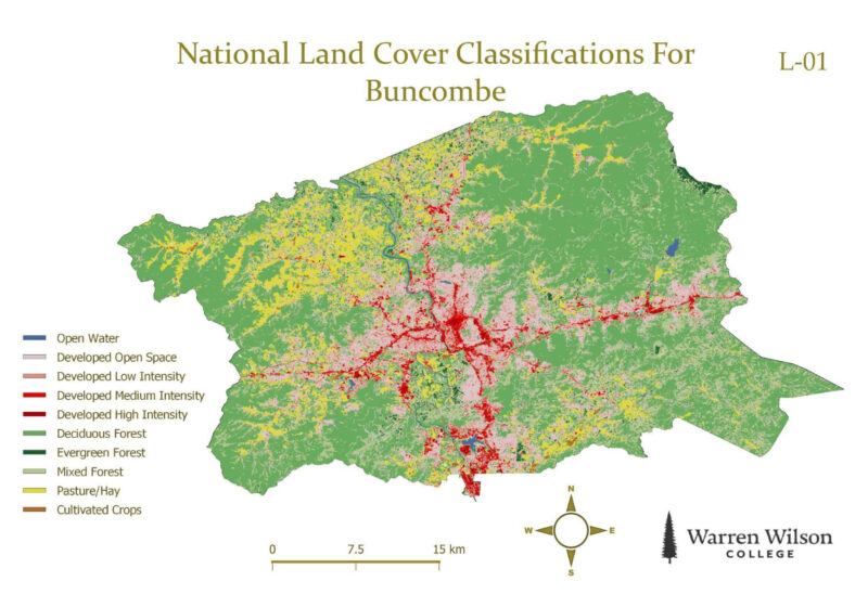 A land cover classification map of buncombe county.