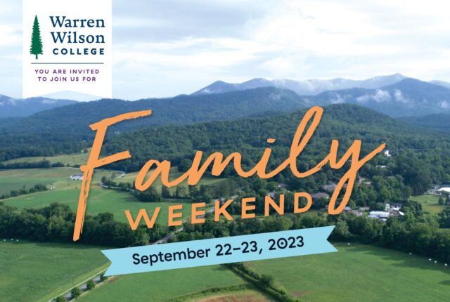 On the backdrop of the Valley, words read `Family Weekend September 22-23`